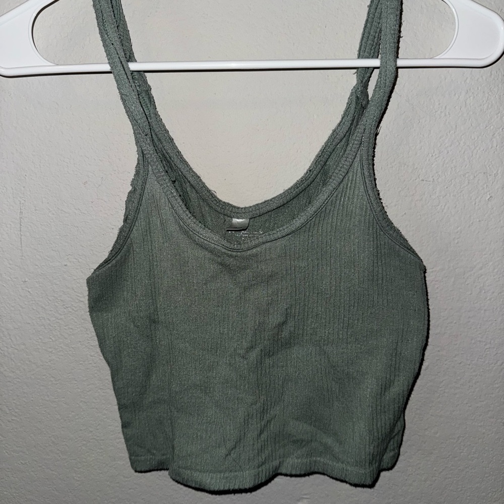 Green Ribbed Tank Top